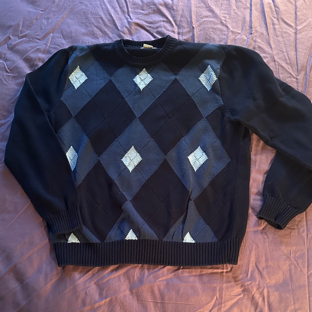 Geoffrey Beene Men’s Argyle Cotton Crewneck Sweater